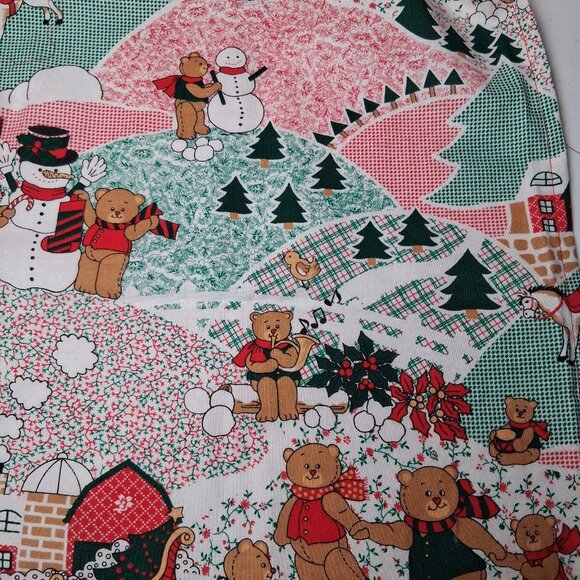Handmade Christmas Apron Patchwork Holiday Teddy Bear Santa Claus One Of A Kind - Picture 8 of 11